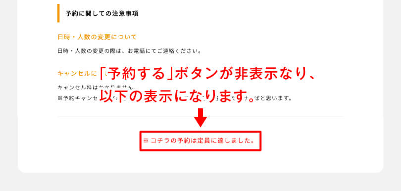 予約が定員に達した場合